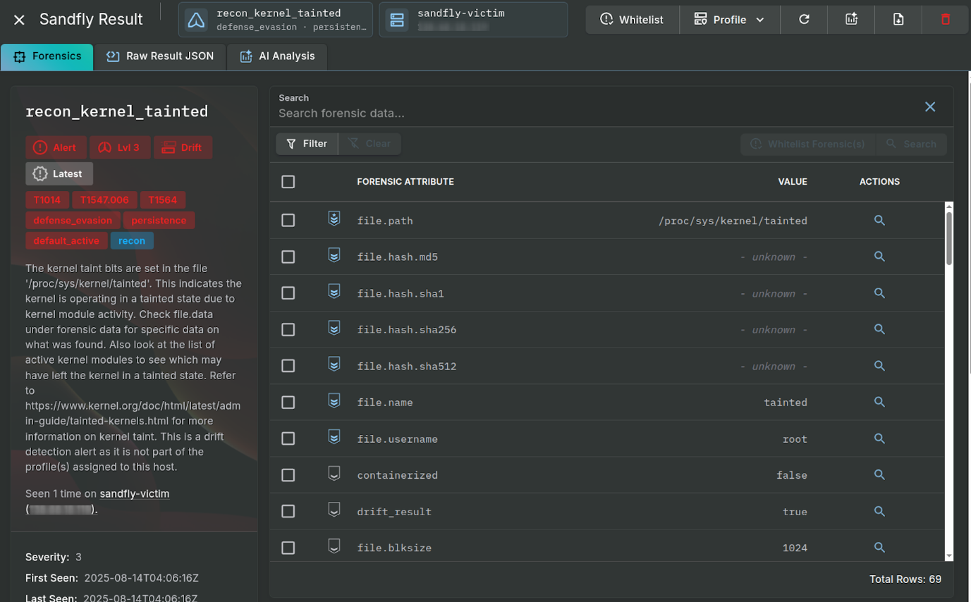 De-cloaking hidden Linux process with sandfly-processdecloak