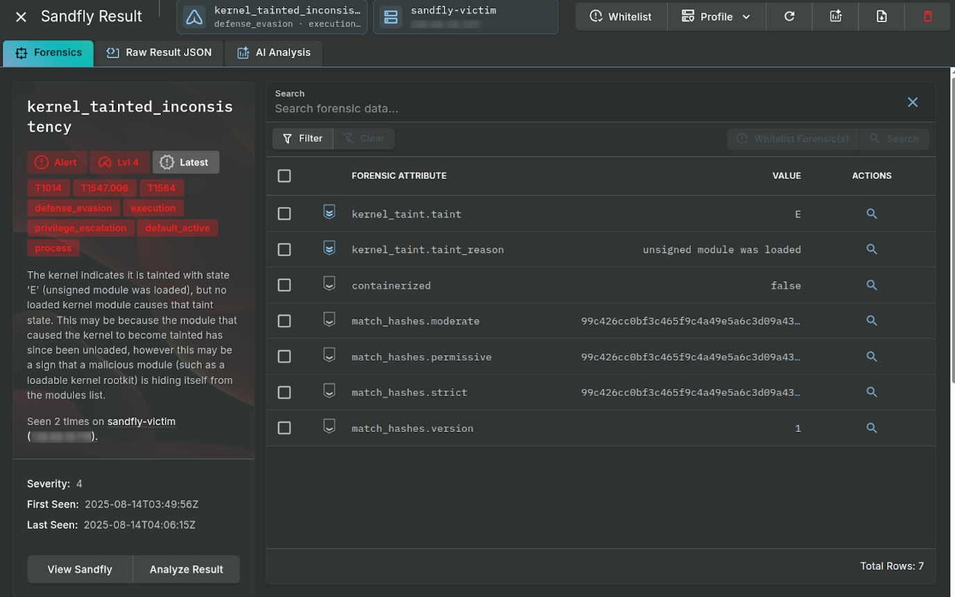 Sandfly's AI Analyst provides powerful results.